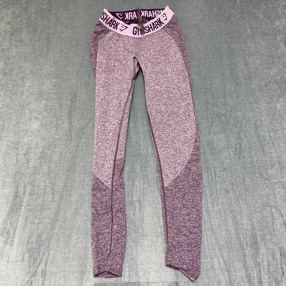 Gymshark Flex Leggings Womens 23W Purple Logo Yoga Gym Workout Athletic